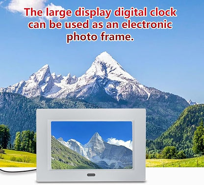 7 Inch Clock with Day and Date for Elderly Large Display Digital Clocks 12 Alarm 3 Display Modes Large Font Alzheimer's Clock Alarm Clocks for Seniors Auto DST White