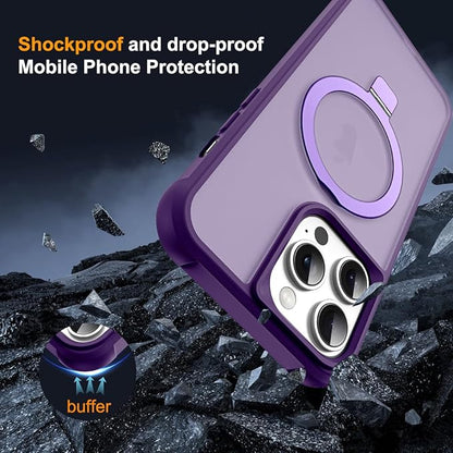 Compatible with iPhone 14 Pro Case with Invisible Magnetic O-Ring Stand Military-Grade Translucent Case for iPhone 14 Pro 6.1" [Compatible with Mag-Safe][Great Grip Feeling], Purple