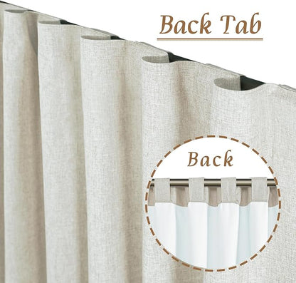 LAMIT Stone 100% Blackout Linen Curtains, 84 Inch Linen Textured Living Room Bedroom Drapes Room Darkening Back Tab and Rod Pocket Neutral Panels with White Liner, 2 Panels, 60 x 84 Inch