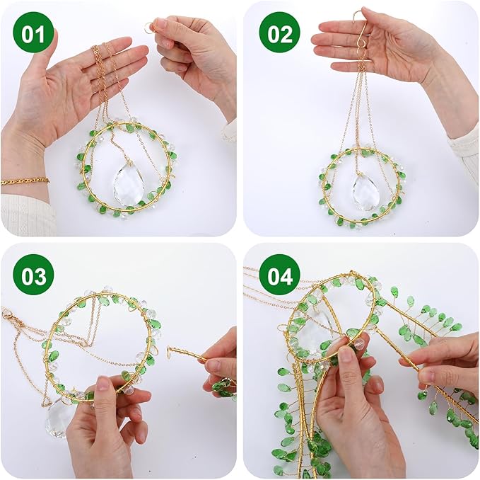 3 PCS Crystal Suncatchers, Suncatchers for Windows Hanging Green Plant Sun Catchers with Chain Suns Catchers Indoor Window Hanging Light Catcher for Home Garden Decor Plant Lover Gift