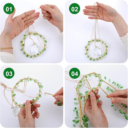 3 PCS Crystal Suncatchers, Suncatchers for Windows Hanging Green Plant Sun Catchers with Chain Suns Catchers Indoor Window Hanging Light Catcher for Home Garden Decor Plant Lover Gift