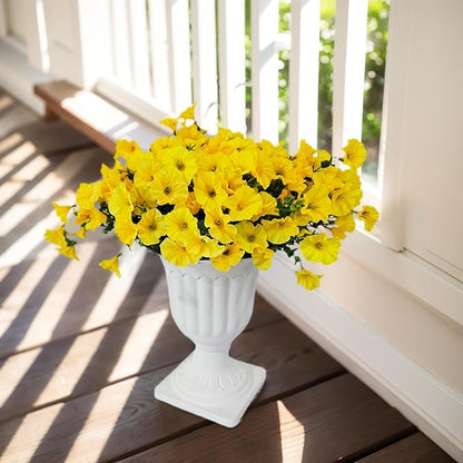 Artificial Silk Flowers for Outdoor Decoration,12 Bundles Faux Flowers Colorful Morning Glory with Eucalyptus Fake Plants Greenery UV Resistant for Outside Front Door Planter Porch Patio Yard