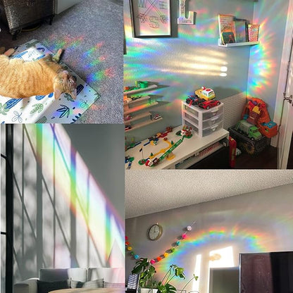 Olicard Suncatcher Sticker Indoor Rainbow Prism Film for Bedroom Decoration, Anti-Collision Window Decals for Bird Strikes, Sun Catchers, Window Rainbow Maker for Home Decor
