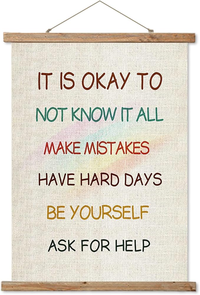 ABoby Classroom Decor Poster, Motivational Art Print,Positive Inspirational Quotes Wall Decor,It Is Okay To Be Yourself Poster for Classroom, Home, Office, Bedroom