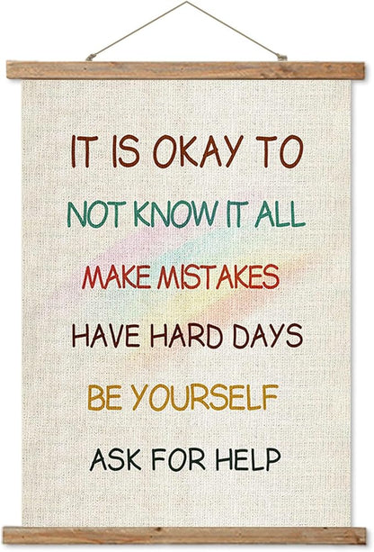 ABoby Classroom Decor Poster, Motivational Art Print,Positive Inspirational Quotes Wall Decor,It Is Okay To Be Yourself Poster for Classroom, Home, Office, Bedroom