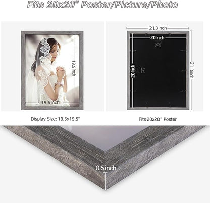 16x16 Frame Distressed Gray, Rustic 16x16 Picture Frame Grey, Art Pic Poster Frame, 16 by 16 Gallery Family Concert Portrait Photo Frame Anniversary/Birthday/Wedding/Thank you/Christmas Gift