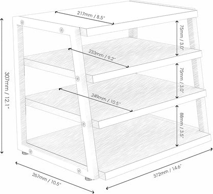 Fenge Desk Shelf Organizer, 4 Tier Desktop Shelf, Wood and Metal Office Shelves, Corner File Organizer for Office Supplies, Top of Desk Organizers and Accessories