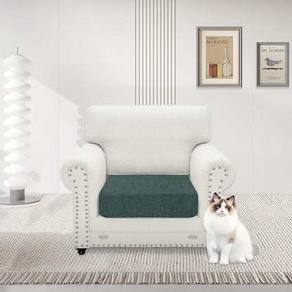 MAXIJIN Waterproof Couch Cushion Covers Stretch Sofa Seat Slipcovers Washable，Sectional Outdoor Cushion Covers with Elastic Bottom for Dogs Pets Kids (1 Pc Cushion Cover, Pea Green)