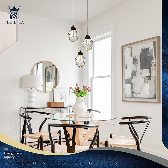 1-Light Black Crystal Pendant Light, Modern Mini Hanging Ceiling Light with Diamond K9 Prism, Dimmable LED Pendant Lamp for Kitchen Island, Dining Room, Bedroom, Hallway, Bar
