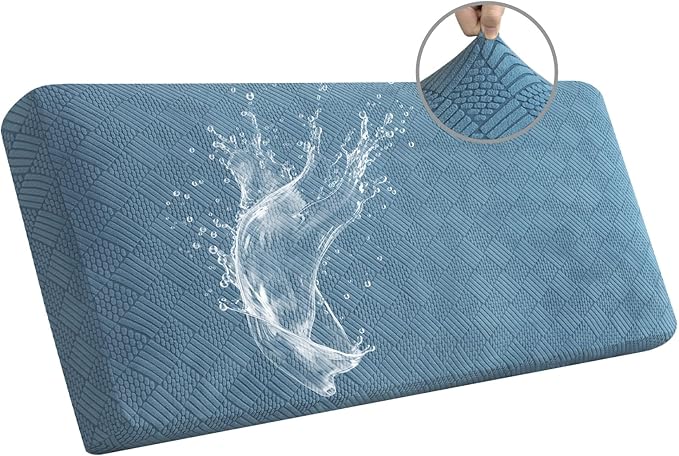 Easy-Going Waterproof Couch Cushion Covers for Couches and Sofas, Stretch Jacquard Sofa Seat Cover Replacement for Dogs, Pets & Kids, Durable Furniture Protector for Sofa Cushions, Lake Blue