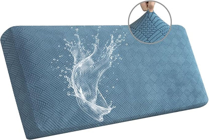 Easy-Going Waterproof Couch Cushion Covers for Couches and Sofas, Stretch Jacquard Sofa Seat Cover Replacement for Dogs, Pets & Kids, Durable Furniture Protector for Sofa Cushions, Lake Blue