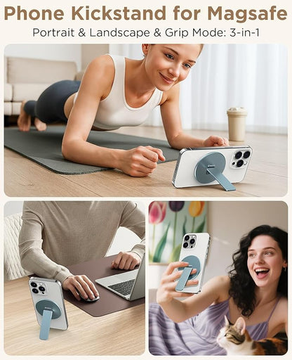 Magtame Magnetic Phone Stand Grip for Magsafe, Utral-Thin Snap-on Phone Holder, Kickstand, & Grip, Foldable & Adjustable for Hands-Free Viewing | Compatible with Phone 16 15 14 13 12 Pro, Blue
