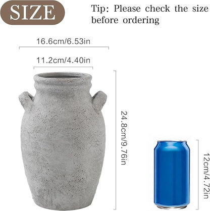 Ceramic Flower Vase with Handles,9.76 Inch Large Decorative Vase,Rustic Farmhouse Vase for Living Room Bedroom Kitchen Table Office Centerpiece Decorations, Holiday & Wedding