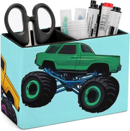 Fashion Work Table Pen Organizer Pencil Pen Holder Office Home Desk Organize Monster Truck Cartoon