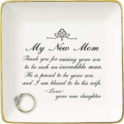 Jewelry Holder Gift for Mother of the Groom From BrideRing Dish GiftThank You Raising Your SonTrinket Tray GiftWedding Bridal Shower Gift for Mother of the GroomHe is Proud to BeI Am Blessed