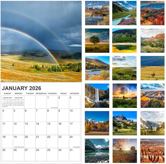 2026 Calendar for Wall, National Parks Calendar 2026-2027 from January 2026 - June 2027, 12" x 24" Opened 18 Months Calendar, Full Page Months Thick & Sturdy Paper for Gift Perfect Organizing