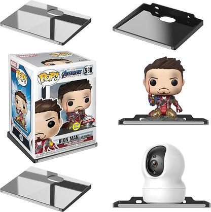 (4 Pack) Black Floating Wall Shelf, Wall Floating Shelves for Funko Pop, Action Figures,Security Cameras, Baby Monitors, Speakers or any small accessories.Weight capacity is 3lb installed by screws.