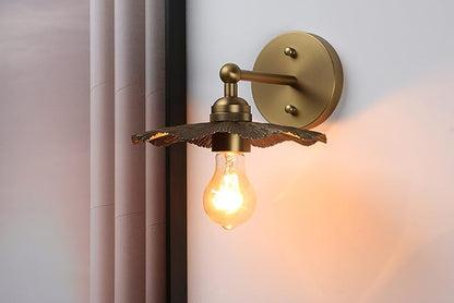 Pathson Set of 2 Metal Wall Sconce Brass Finished, Split Flower Design Wall Lamp Fixture, Home Decor Art Wall Light Hardwired Farmhouse Lighting for Living Room Hallway Bedside