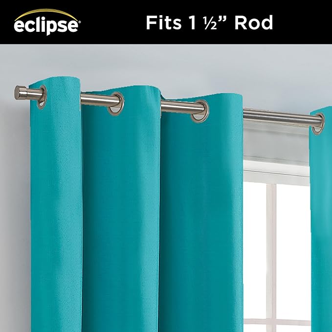Eclipse Kendall Blackout Curtain, Thermal Insulated Grommet Window Panel, Noise Reducing Curtains for Bedroom, Living Room or Nursery, (1 Panel), 84 in Long x 42 in Wide, Turquoise