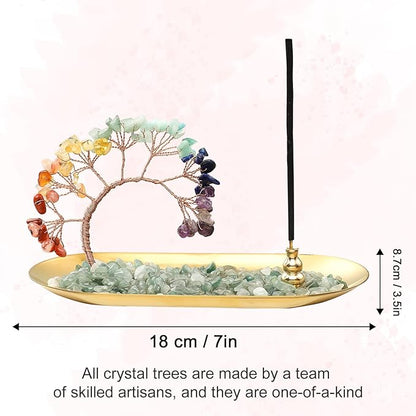Crystal Incense Burner Holder. 7 Chakra Crystal Incense Sticks Holder. Incense Trays for Wealth and Luck. Healing Crystals Tree of Life. Yoga Meditation and Home Decor
