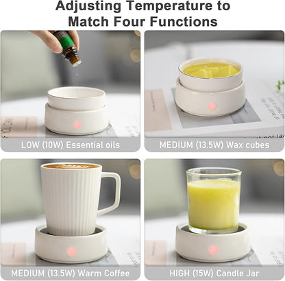 Candle Wax Melt Warmer with Safety Timer Auto Shut-Off Ceramic Electric Wax Burner Melter Timer Adjust Fragrance Intensity for Scented Wax Melts Candle Jars Essential Oils Home Office Gift Decor