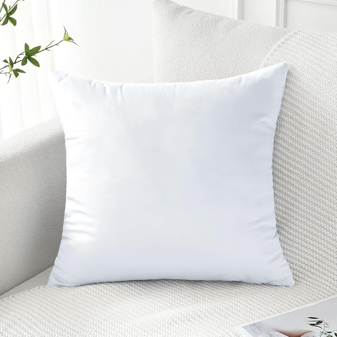 Artscope Luxury Velvet Pillow Covers Decorative Square Pillowcases Soft Solid Cushion Cases for Couch Sofa Bedroom Home Decor 18x18 Inch White