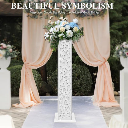 8pcs Roman Columns Wedding Flower Vases with LED Lights Elegant Greek Column Statue Flower Stand for Wedding Event Party Decorative