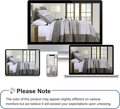 Oversized King Bedspreads 128"x120" - 100% Cotton Lightweight California King Quilt with 2 Pillowshams, Modern Striped Extra Wide Quilted Bedspread Coverlet for All Season, Brown