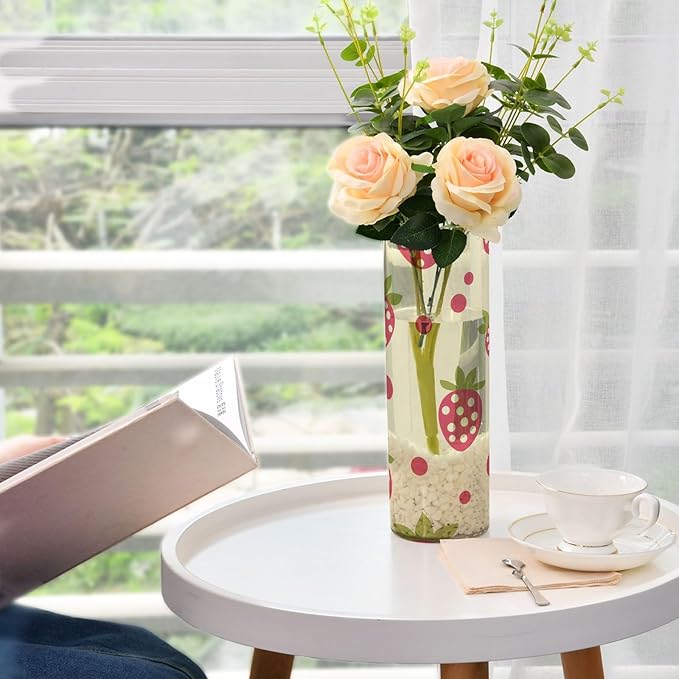 ALAZA Plant Strawberry Tile Abstract Pattern Flower Vases for Home Decor Kitchen Bedroom Living Room Bathroom Office Table Decorations