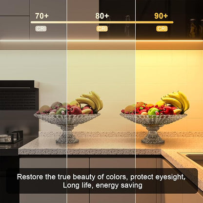 WOBANE Under Cabinet Lights,Flexible COB LED Strip Light,Under Counter Lights for Kitchen,Mirror, Ceiling,Room,TV,Shelf,Closet,ETL Listed,6.6ft,640LEDs,3000K Warm White,900lm