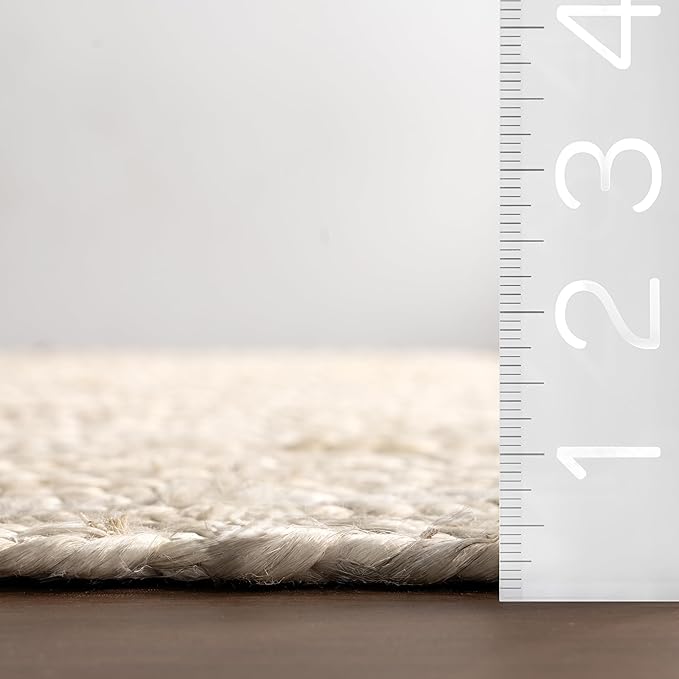 nuLOOM Oval 6x9 Rigo Jute Hand Woven Area Rug, Off White, Solid Farmhouse Design, Natural Fiber, For Bedroom, Living Room, Dining Room, Hallway, Office, Kitchen, Entryway