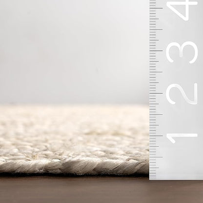 nuLOOM Oval 6x9 Rigo Jute Hand Woven Area Rug, Off White, Solid Farmhouse Design, Natural Fiber, For Bedroom, Living Room, Dining Room, Hallway, Office, Kitchen, Entryway