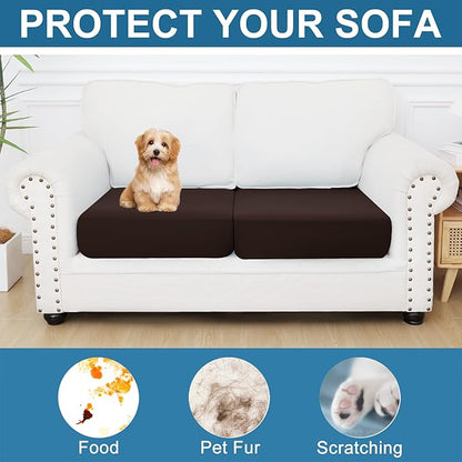 Smiry Printed Couch Cushion Covers, Stretch Soft Couch Covers for Sofa, Washable Non-Slip Sofa Slipcover Furniture Protector for Indoor and Outdoor (2 Pack, Chocolate)