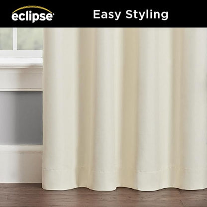 Eclipse Extra Wide Grommet Curtain, Kendall Sliding Patio Door Curtain Panel, Solid Textured Thermal Insulated and Noise Reducing Curtains, (1 Panel), 84 in Long x 100 in Wide, Ivory