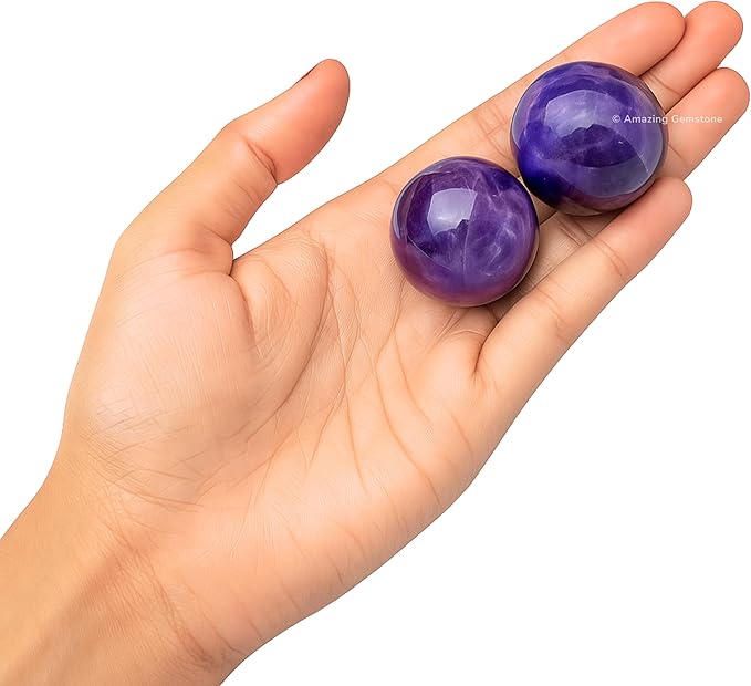 Amazing Gemstone Amethyst Crystal Ball - 1" Inches Crystal Sphere Meditation Balls for Witchcraft and Decorative Balls - Crystals and Healing Stones Beginners Gift (Pack of 1)