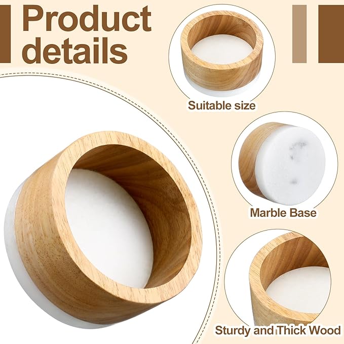 Baderke 2 Pcs Wood and Marble Wine Bottle Coaster Set, Wine Holder for Champagne Bottles and Any Occasion
