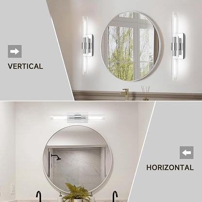 Nickle Wall Sconce, 22.8" Vanity Lights for Bathroom, Sconces Wall Lighting 2-Light, Modern Wall Lamps for Bedroom Living Room Bathroom Hallway