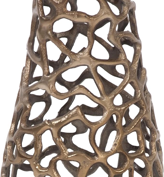 Howard Elliott Small Bronze Aluminum Branch Vase with Padded Bottom, Modern Accent Abstract Decorative Centerpiece Flower Vase with Intertwined Design for Weddings & Decoration, 5.1 x 5.1 x 14 Inch