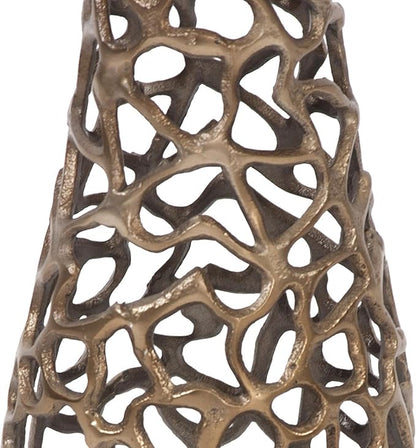 Howard Elliott Small Bronze Aluminum Branch Vase with Padded Bottom, Modern Accent Abstract Decorative Centerpiece Flower Vase with Intertwined Design for Weddings & Decoration, 5.1 x 5.1 x 14 Inch