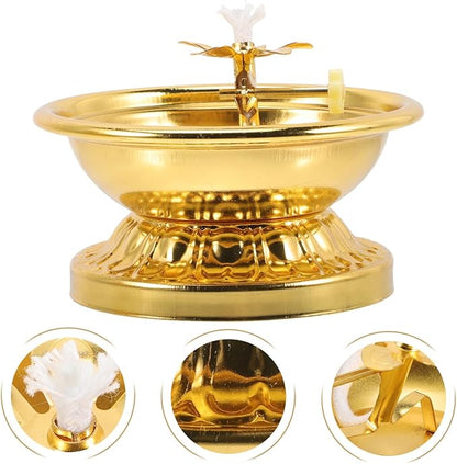 BESTOYARD Retro Brass 4-Inch Oil Lamp - Solid Brass India Oil Lamp Pyali Adjustable Wick, Indoor Use, Temple Worship, Home Decor, Buddha Candle Holder