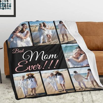 Mothers Day Personalized Gifts from Daughter Custom Blankets with Photos and Text Multiple Colors Sizes Soft Flannel Gifts for Women Birthday Gifts for Mom