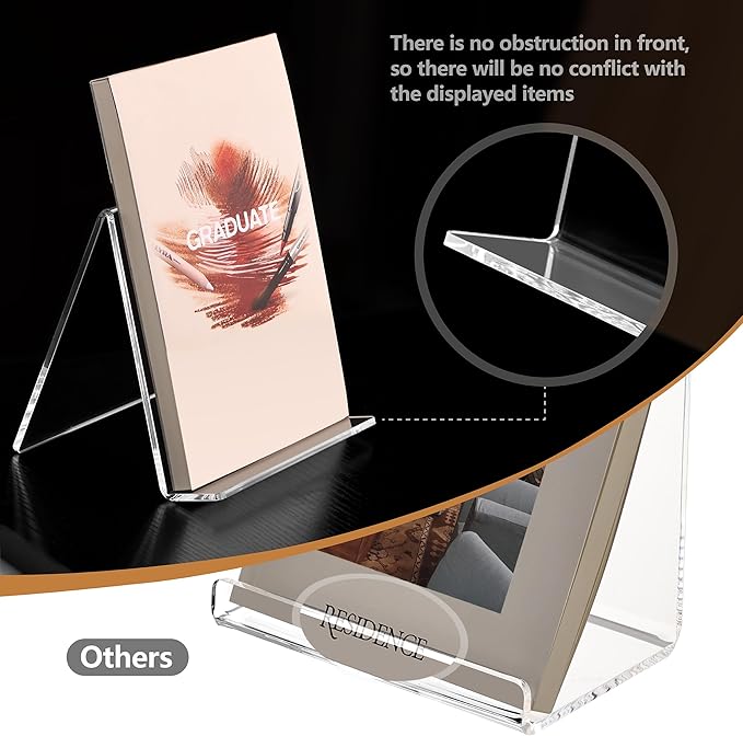 SANRUI 2 Pack 6 Inch Acrylic Book Display Stand, A5 Clear Easel Base Holder, Vinyl Record Display Rack for Home Office Album, CD, Magazine, Postcard, Picture, Plate, LP Cover, Artworks, Phone, Tablet