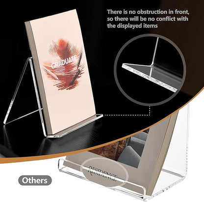 SANRUI 2 Pack 6 Inch Acrylic Book Display Stand, A5 Clear Easel Base Holder, Vinyl Record Display Rack for Home Office Album, CD, Magazine, Postcard, Picture, Plate, LP Cover, Artworks, Phone, Tablet