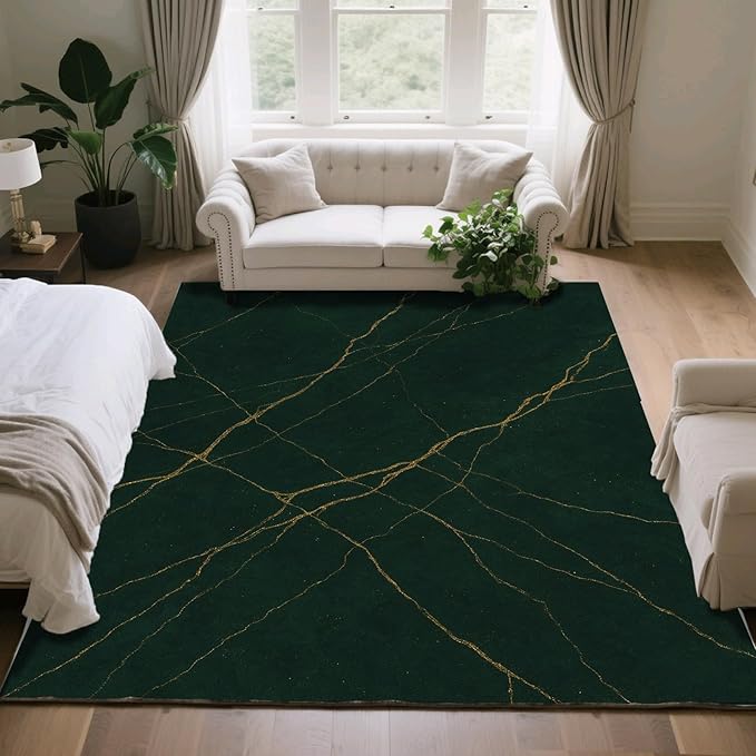 Luxury Marble Rug - 3x6 Runner Rug, Abstract MarbleModern Art Bedside Rugs, Washable & Non Slip Carpet Home Decor