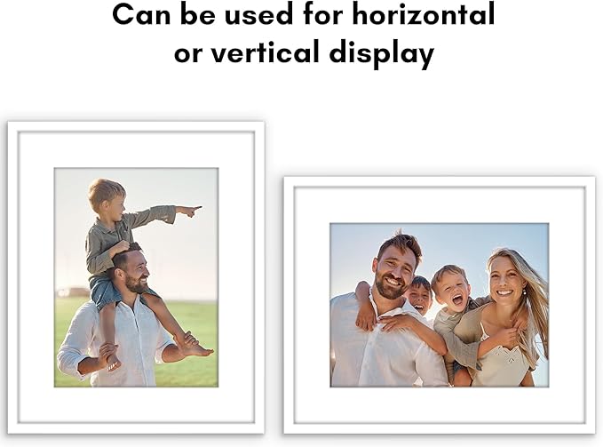 Americanflat 13x16 Picture Frame with Polished Plexiglass - Use as 9x12 Frame with Mat or Display 13x16 Photo Without Mat - Streamline Collection - Thin Border Picture Frames for Wall - White