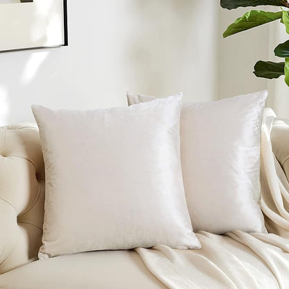 GIGIZAZA Beige Pillow Covers 26x26: Pack of 2 Throw Pillows Soft Solid Covers - Velvet Decorative Modern Couch Big Cushion Covers,Living Room,Bedroom,Sofa