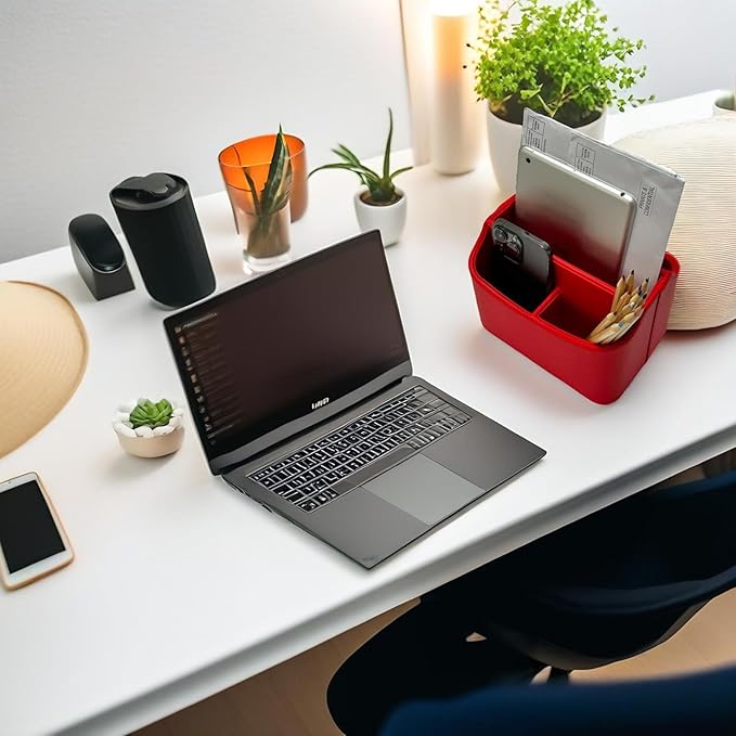 UnionBasic Rotating Desk Organizer, 360 Degree Desk Spinning Caddy, Desktop TV Guide/Mail/Media/Remote Controller Holder Organizer, Red
