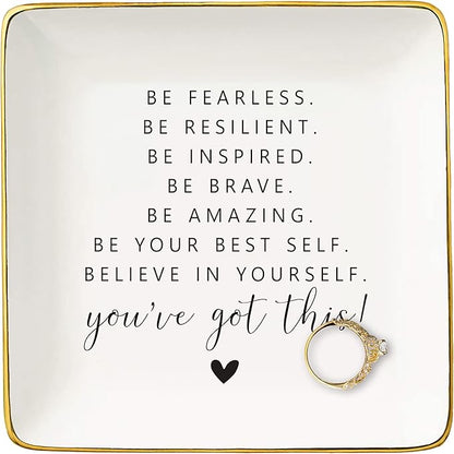 Inspirational Quotes Gifts for Best Friend,Woman-Affirmations Reminder Present-Positive Motivational Present,Christmas Gifts-Jewelry Tray Trinket Holder Ring Dish-Believe In Yourself,You've God This