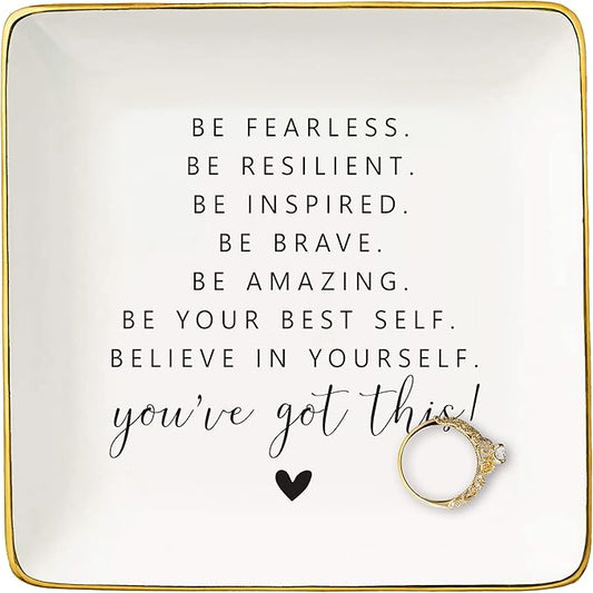 Inspirational Quotes Gifts for Best Friend,Woman-Affirmations Reminder Present-Positive Motivational Present,Christmas Gifts-Jewelry Tray Trinket Holder Ring Dish-Believe In Yourself,You've God This