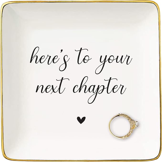 Funny Colleague Promotion,Farewell,Retirement,Goodbye,Leaving,New Job Gift for Woman,Coworkers Boss Leader-Appreciate Christmas Gift-Jewelry Tray Trinket Holder Ring Dish-Here's To Your Next Chapter